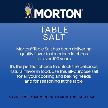 Morton Plain, All-Purpose, Non-Iodized Salt, Perfect for Cooking & Table Salt Use, (26 oz), 2-Pack -