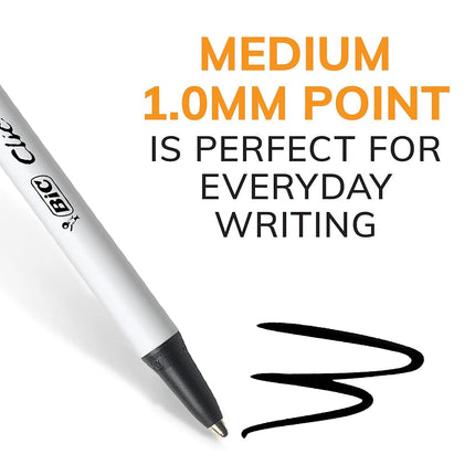 Bic Clic Stic Black Retractable Ballpoint Pens, Medium Point (1.0mm), 24-Count Pack, Round Barrel Design for Comfortable Writing