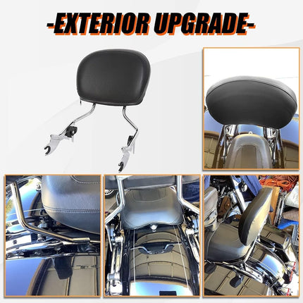 ECOTRIC Detachable Backrest Quick Release 2-up Compatible with 09-24 Harley