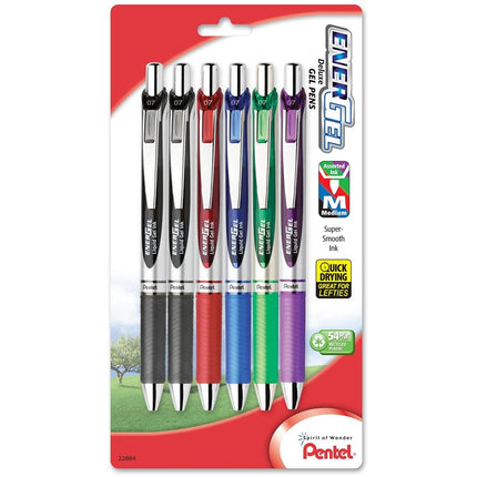 EnerGel RTX Retractable Liquid Gel Pen Medium Line 6/Pkg-Assorted