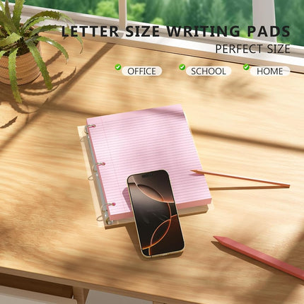 Pink Loose Leaf Paper 200 Sheets Colored Filler Paper 2 Pack 8 * 10.5 College Ruled 3-Hole Punched Paper for 3-Ring Binders Notebook Lined 8" x 10.5"