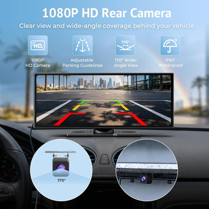 Wonsidary 11.26" Portable CarPlay Screen Compatible with Wireless Apple CarPlay & Android Auto,Video Streaming,Split Screen,1080P Backup Camera,Dual Bluetooth,Voice Control,OTA,12-24V for All Vehicles