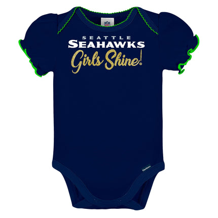 Paquete de 3 mamelucos de los Seattle Seahawks de la NFL para bebé, color del equipo, 18 meses