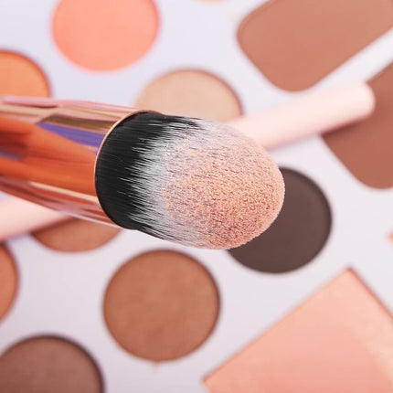 Juego de 16 brochas de maquillaje Real Perfection con 1 perfilador de cejas, sintéticas de primera calidad para base, difuminar, polvos faciales, sombra de ojos, corrector y kit de herramientas de maquillaje