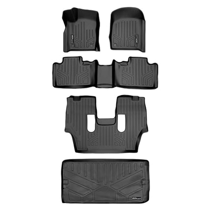 MAX LINER A0315/B0071/C0233/E0113 Floor Mats 3 Cargo Liner Behind 3rd Set Black for 2016-2019 Dodge Durango with 2nd Row Bucket Seats