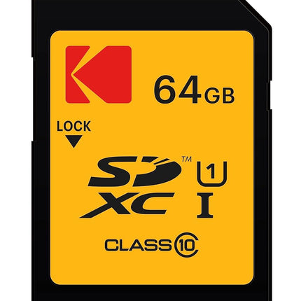 Kodak Premium Memory Card 64GB, 85MBs Read Speed, 25MBs Write Speed for Full HD Video and High-Resolution Pictures, Compatible with SDHC and SDXC Standards - EKMSD64GXC10K