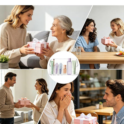 SUNFICON Estuche organizador de cosméticos Bandeja de tocador de plástico transparente multiusos para accesorios de baño y almacenamiento de oficina