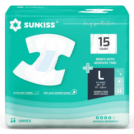 SUNKISS TrustPlus Adult Diapers with Tabs, Unisex,