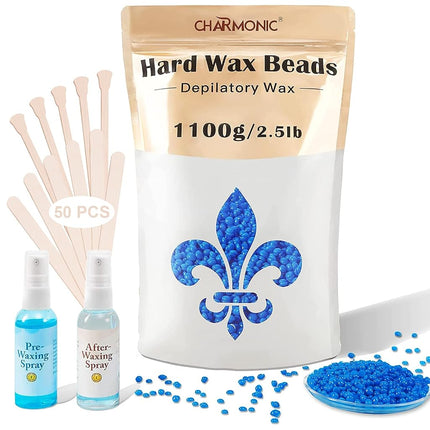 2.5 lb/1100g Wax Beads, Hard Wax Kit with 2 Wax Tr