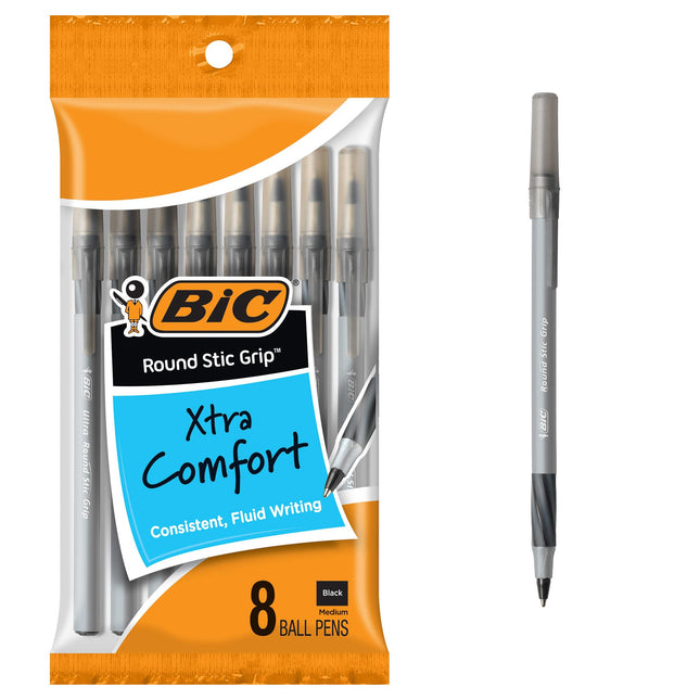 BIC Round Stic Grip Xtra Comfort Ball Pen, Medium 