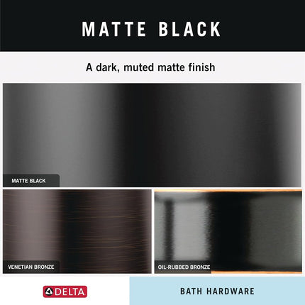 Delta 4-Piece Matte Black Bathroom Set Towel Rack, Ring, Toilet Paper Holder, Hook | Nicoli Bath Accessories