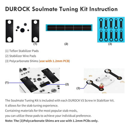 DUROCK Stabilizer V3, Screw in Stabilizers with 2u 6.25u 7u Wires, PCB Mount Keyboard Stabilizers for Mechanical Keyboards (V3 Black Gold 100% Kit)