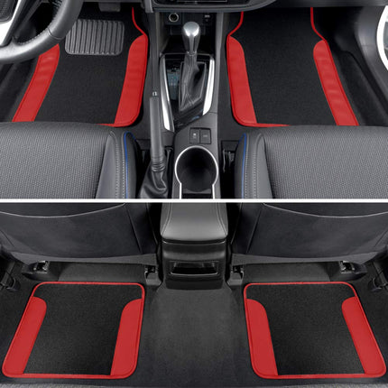 BDK Red All Weather Heavy Duty Universal Fit Car Floor Mats Interior Liners for Auto Van Truck SUV, Heavy Duty All Weather Protection