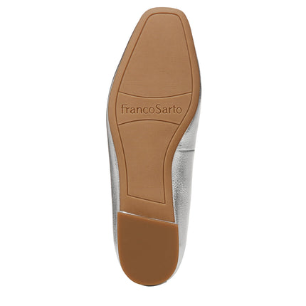 Franco Sarto Women's Vana Slip on Ballet Flat Loafer, Silver Metallic, 11 Wide