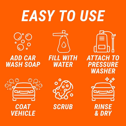 Armor All 2-in-1 Foam Cannon Kit, Car Cleaning Kit Connects to Power Washers and Garden Hoses for Vehicle Cleaning, Includes Foam Cannon, Foam Applicator and Ergonomic Adaptor, 3 Count