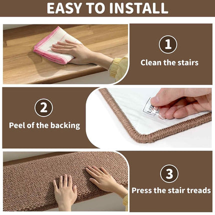 Brakki Bullnose Carpet Stair Treads, Stair Treads for Wooden Steps, 2pcs