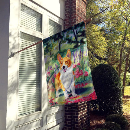 Caroline's Treasures Corgi Springtime in the Garden Flag Canvas House Size
