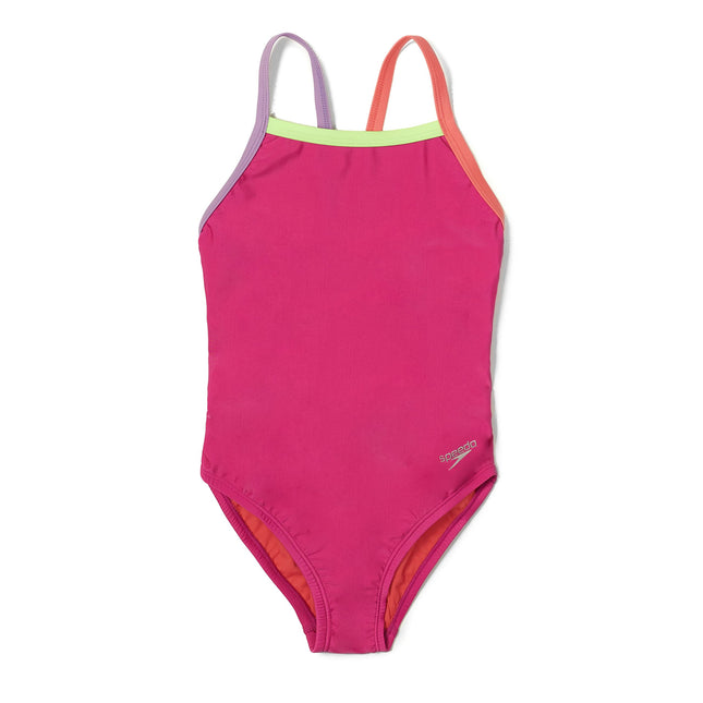 Speedo Girl's Swimsuit One Piece Thin Straps Rose 