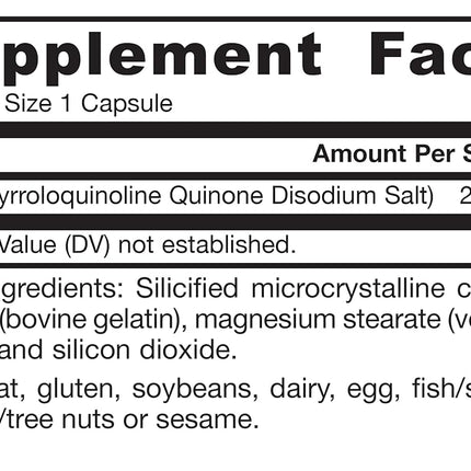Jarrow Formulas Pyrroloquinoline Quinone, Supports Heart and Cognitive Function, 20 mg, 30 Caps