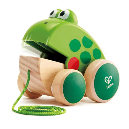 Hape Frog Pull Along | Wooden Frog Fly-Eating Pull