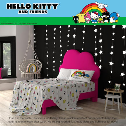 Franco Collectibles Hello Kitty & Friends Bedding Super Soft Cozy Cotton 3 Piece Twin Sheet Set, (Officially Licensed Product)