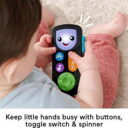 Fisher-Price Laugh & Learn Stream & Learn Remote, Electronic Pretend TV Remote Toy with Lights and Educational Content for Infants and Toddlers