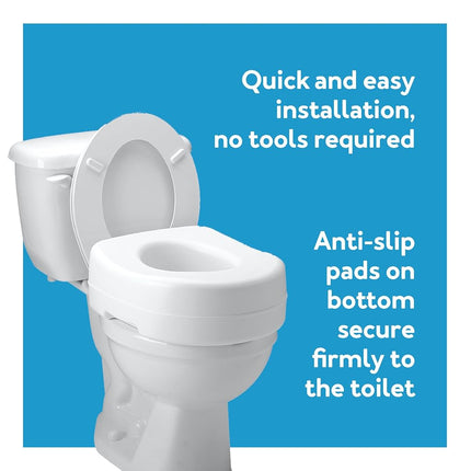 Carex Raised Toilet Seat, Adds 5 Inches of Height to Toilet, 300 Pound Weight Capacity, Slip-Resistant Rubber Pads