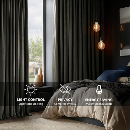 HPD Half Price Drapes Signature Velvet Thermal Blackout Curtains for Living Room 96 Inch Long (1 Panel) Rod Pocket Insulated Blackout Curtains for Bedroom Window Curtains, 100W x 96L, Gunmetal Grey