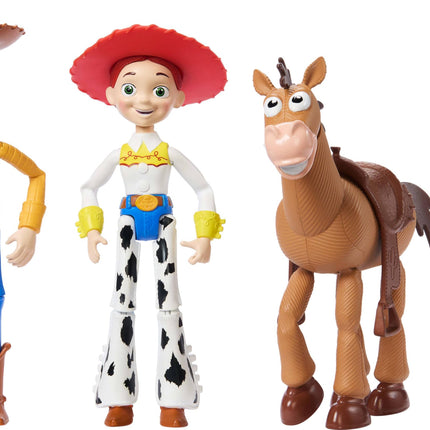 Mattel Disney Pixar Storytellers Toy Story 3-Pack of Woody, Jessie & Bullseye, 4-inch Authentic Posable Figures, Key Character Collectibles