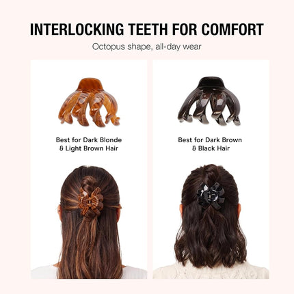 Scünci Hair Clips, Claw Hair Clips with Color Match in Striped Brown and Deep Bronze, Packaging May Vary, 2 Pack