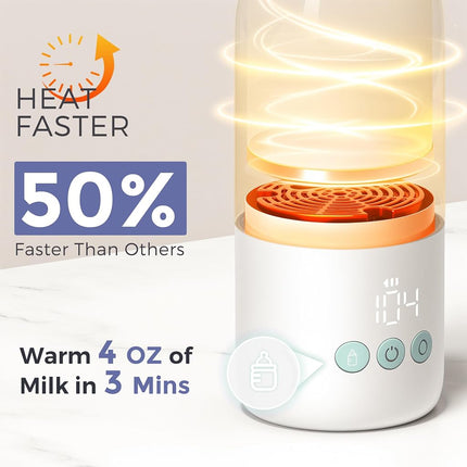 MOMFANN Portable Bottle Warmer for Travel, Dual Heating Modes for Breastmilk & Water, Portable Bottle Milk Warmer with Fast Heating & Long Battery Life, 10 Ounces Large Capacity (Green)