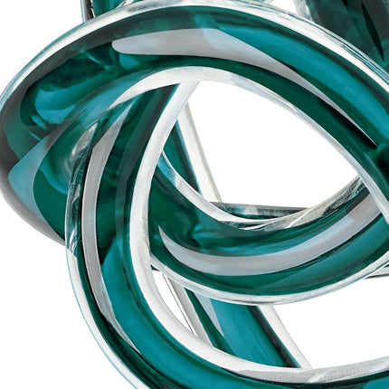 Torre & Tagus Glass Ball with Infinity Knots, Blue-Green, 3-inch Diameter