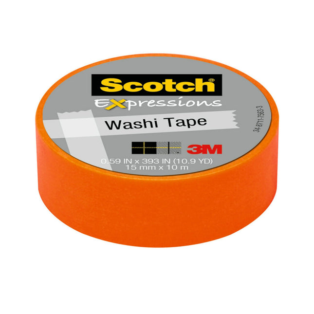 3M C314-ORG Washi Tape .59 in. x 393 in. - 15mmx10m -Orange