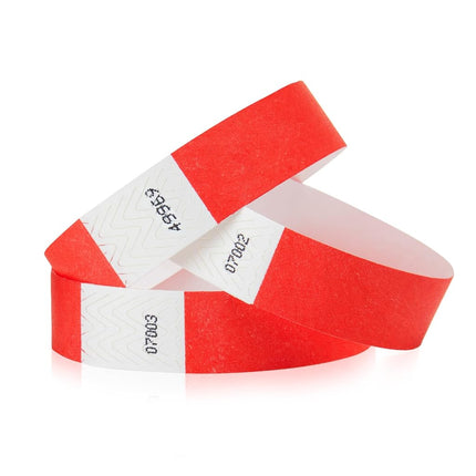500 WristCo Neon Red Tyvek Wristbands for Events -