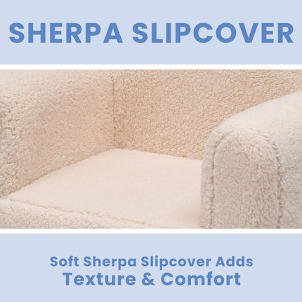 Delta Children Cozee Sherpa Chair, foam, Cream, 25x18x20.5 Inch (Pack of 1)