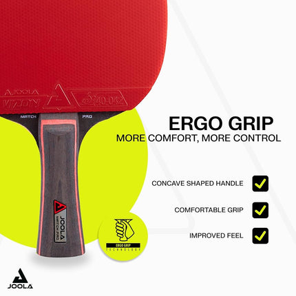 JOOLA Duo PRO Table Tennis Set of 2 Table Tennis Bats + 3 Balls + Cover Red/Black 6 Pieces