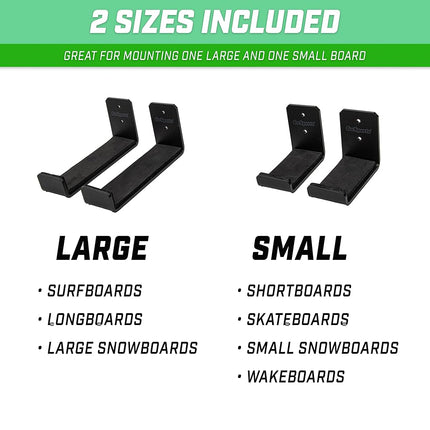 GoSports Universal Snowboard & Skateboard Wall Mount Display Racks - 2 Pack Foam Padded Hangers