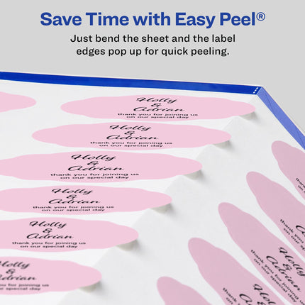 Avery Matte White Oval Scalloped Labels with Sure Feed, 1-1/8" x 2-1/4", 2,100 Matte White Printable Labels