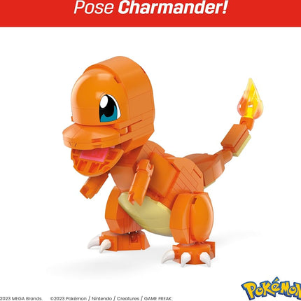 MEGA Figurine articulée Pokémon, jouet de construction pour enfants, trio de la région de Kanto avec 529 pièces, Pikachu, Salamèche, Miaouss à construire et à positionner