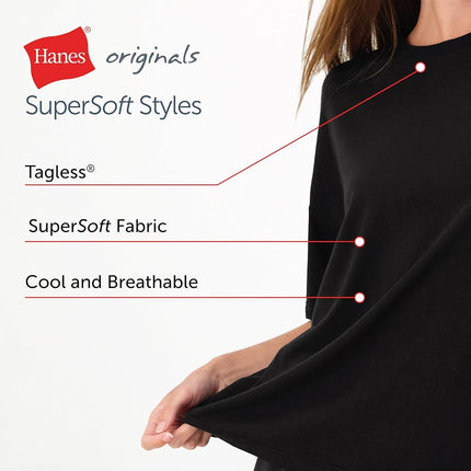 Conjunto de camiseta y shorts de dormir Hanes Originals Supersoft para mujer, ropa cómoda de casa/para dormir