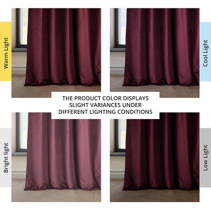 HPD Half Price Drapes Heritage Plush Velvet 96 Inches Long Darkening Curtains for Bedroom & Living Room 50W x 96L, (1 Panel), Dark Merlot, Polyester Blend, 50" W x 96" L (Pack of 1)
