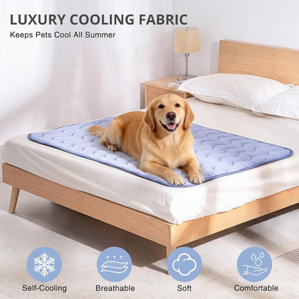 APPKER Cooling Mat for Large Dogs, 70 x 100cm Thick & Durable Dog Cooling Mat, Q-MAX>0.45, Double-sided Cooling Pet Pad, Washable Portable Dog Cooling Mat for Couch, Crate & Car - L