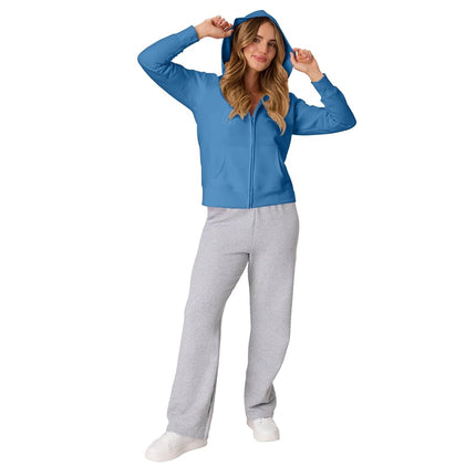 Hanes Women's EcoSmart Full-Zip Hoodie Sweatshirt, Denim Blue, XL