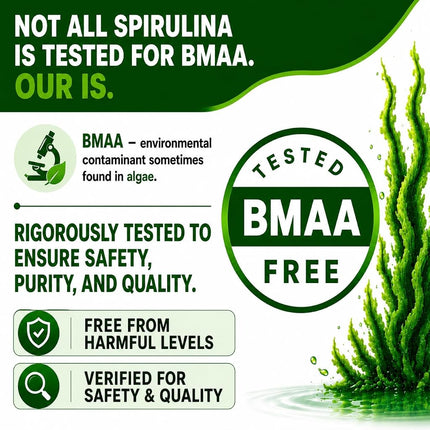 Spirulina Powder Capsules 3000 mg - Purest Non-Irradiated Blue Green Algae - Best Raw Vegan Protein - Green Superfood - Natural Multivitamins – 180 Pills Made in the USA