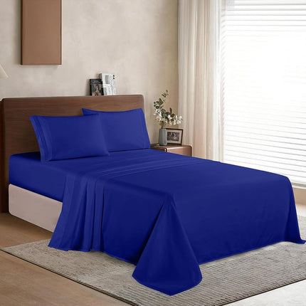 Elegant Comfort Bedding Set, Deep Pocket up to 16inch, Microfiber, Royal Blue, Full