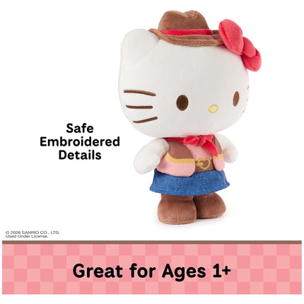 GUND Sanrio Hello Kitty 9.5-Inch Wester Cowgirl Plush Toy for Ages 1+