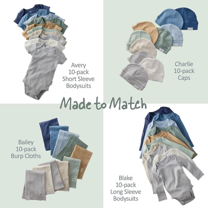 River – Lot de 10 gants de toilette en éponge pour bébé – 100 % coton biologique, absorbants et doux pour bébés et tout-petits filles, garçons, unisexe, motif Seafoam Terra Rainbow, taille unique