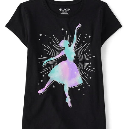 The Children's Place Girls' Short Sleeve Graphic T-Shirt, Ballerina, X-Large