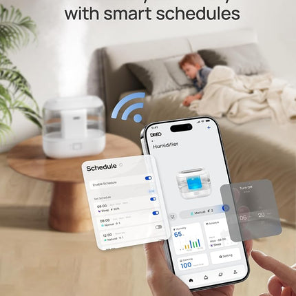 DREO 4L Smart Humidifiers for Bedroom, Top Fill Quiet Cool Mist Humidifier for Baby Large Room, Ultrasonic with Oil Diffuser, Nightlight, Auto, 32H Runtime for Home, Nursery, Plants, Works with Alexa