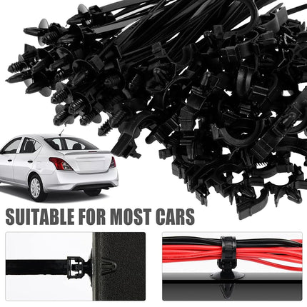 Kandishiex 290Pcs Car Wire Harness Routing Clip Assortment, Push Mount Cable Zip Tie Automotive Wire Clips, 5 Different Sizes Wiring Harness Clip Replacement for Cars Boat Trailer UTV Wrangler